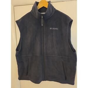 Columbia Vest Large Dark Gray Full Zip Fleece Sleeveless Pockets Men's
